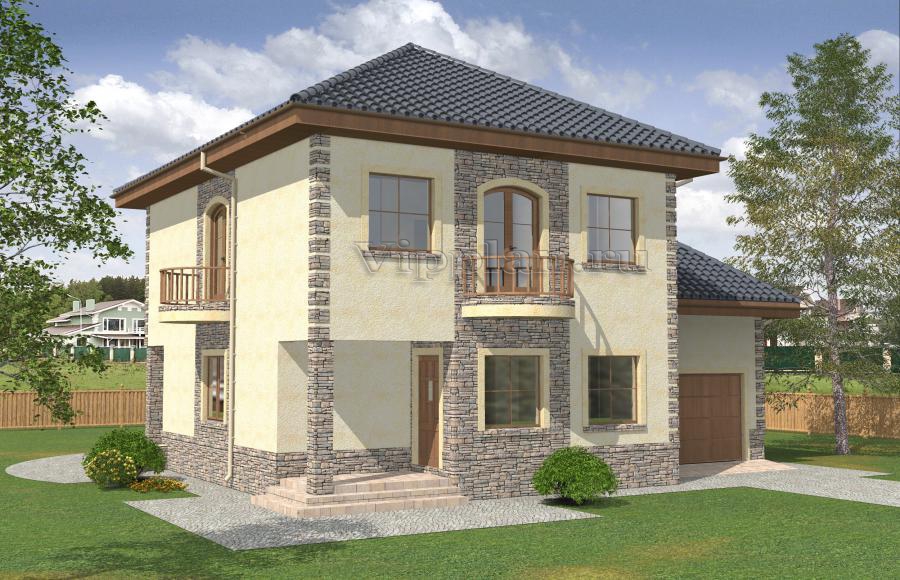 Двухэтажный дом с полукруглыми балконами